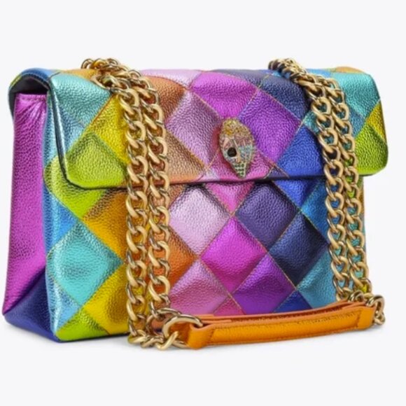 Kurt Geiger London Kensington Metallic Rainbow Leather Crossbody Bag - NWT - Picture 3 of 5